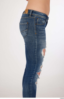 Olivia Sparkle blue jeans with holes casual dressed thigh 0007.jpg